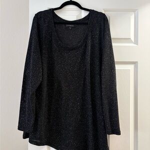 Lane Bryant Black Shimmer Long Sleeve Asymmetrical Sweater